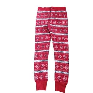 Old Navy Women's High-Waisted Waffle Pajama Leggings Size M Red Snowflake NWT
